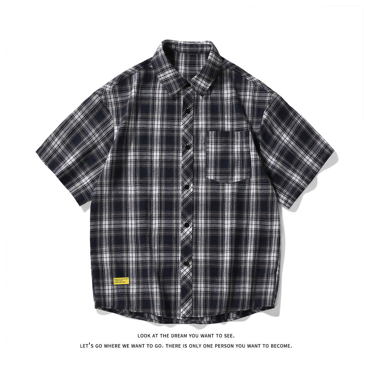 Men's Short-sleeved Plaid Shirt Retro Plus Size Casual Shirt