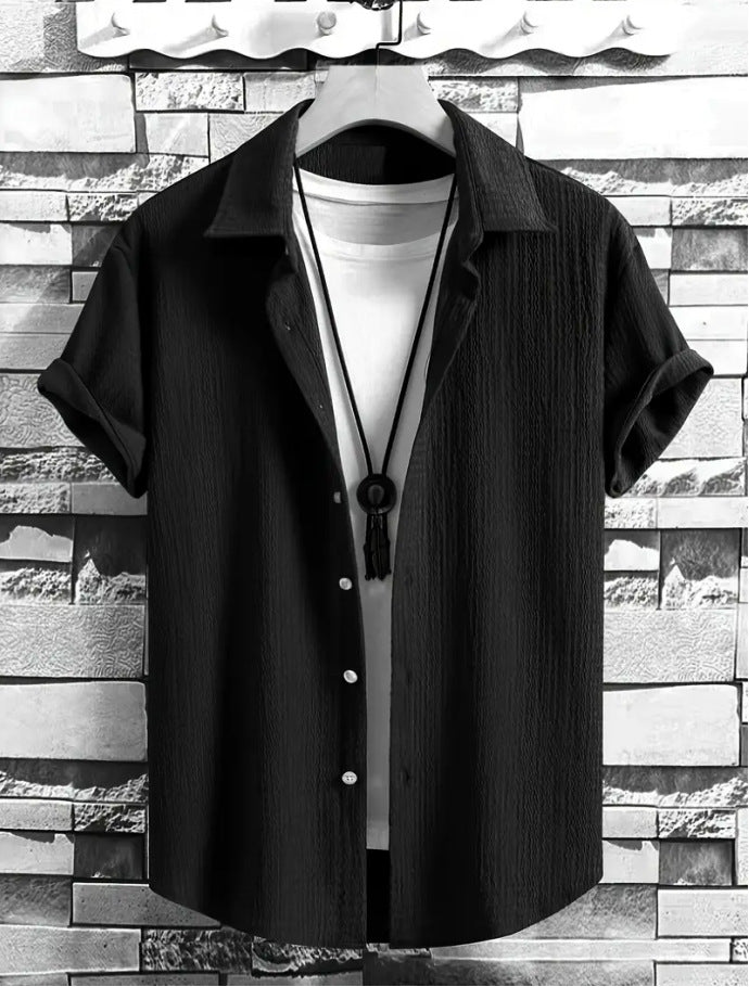 Holiday Leisure Wrinkle Men's Short Sleeve Shirt