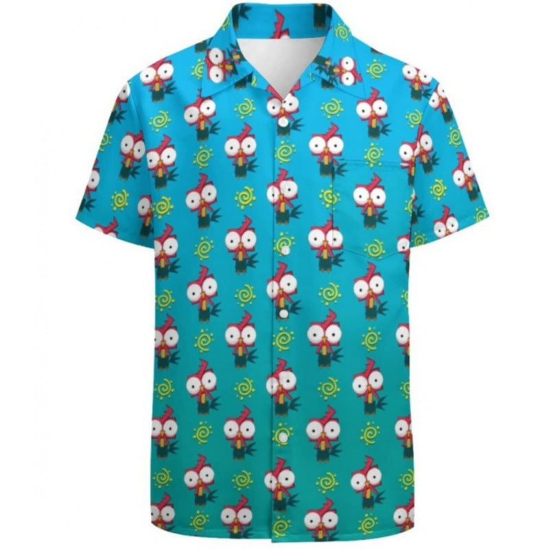 Summer Plus Size Men's Casual Fashion 3D Digital Printing Short Sleeve Shirt