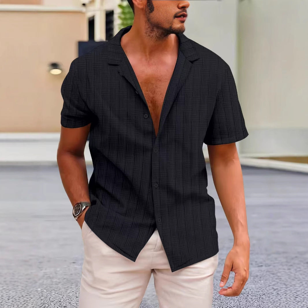 Summer Lapels Solid Color Shirt Button