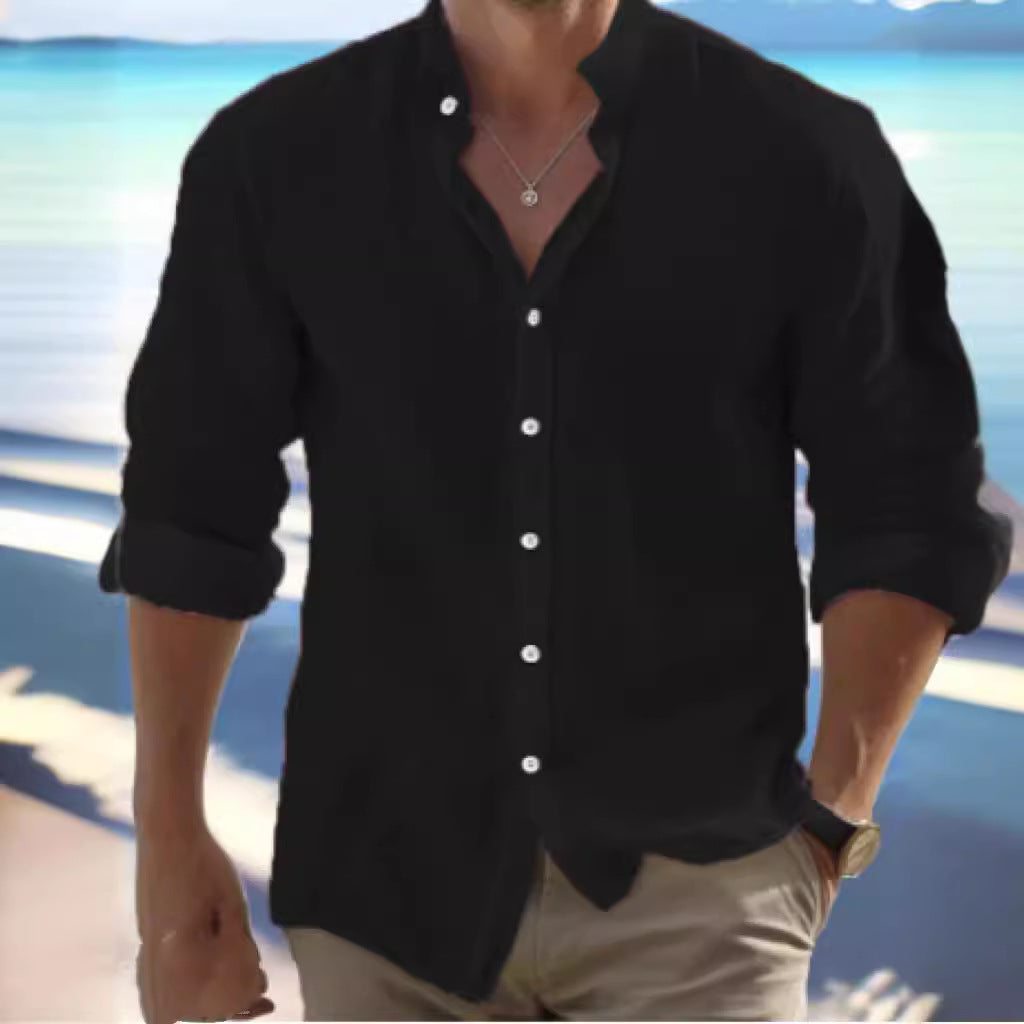 Men's Linen Button Summer Beach Shirt