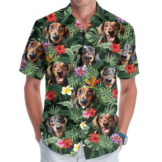 Printed Short Sleeve Retro Lapels Men's Shirt