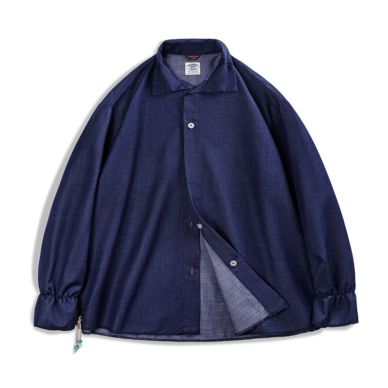 Men's American-style Retro Imitation Tencel Denim Shirt