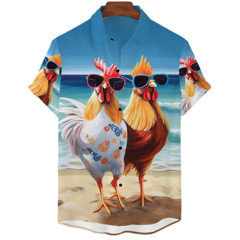Summer Plus Size Men's Casual Fashion 3D Digital Printing Short Sleeve Shirt