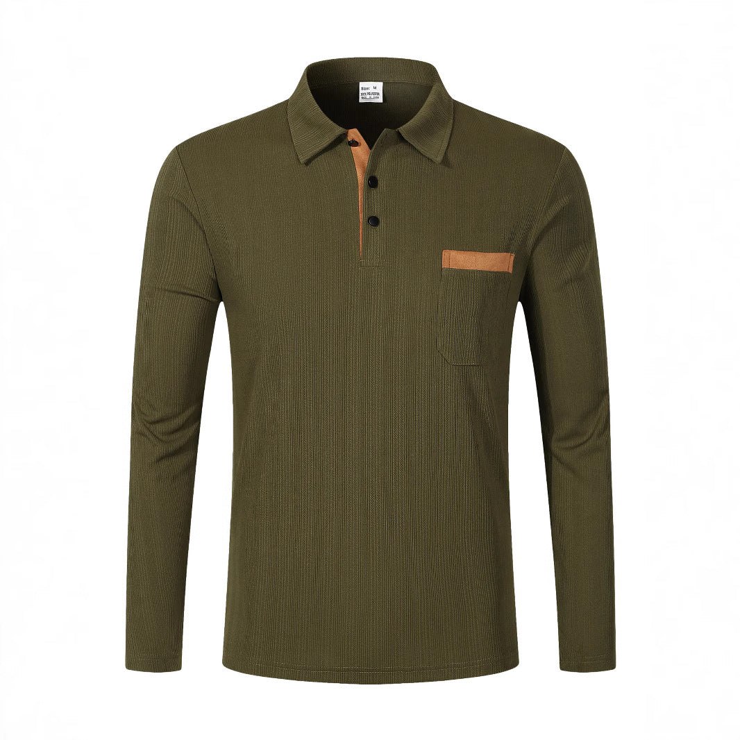 Sports Long Sleeve Lapel Men's Polo Shirt