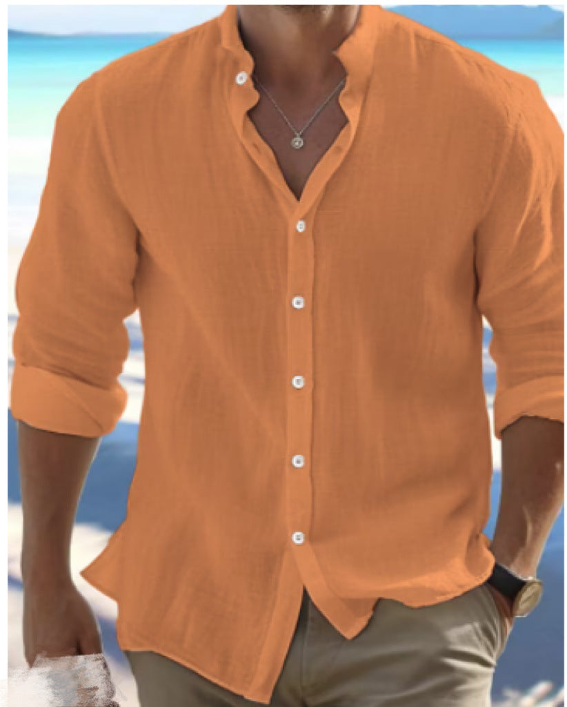 Men's Linen Button Summer Beach Shirt