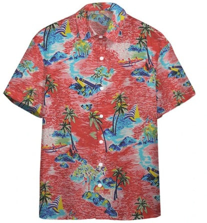 Acetate Fiber Men's Short-sleeved Shirt Stretch Printed Shirt