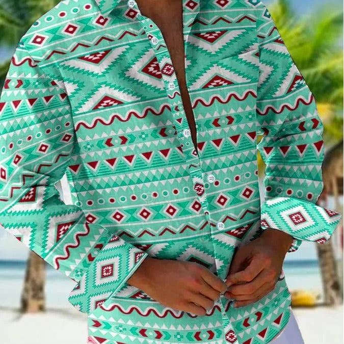 Men's Casual Long Sleeve Loose-fitting Shirt