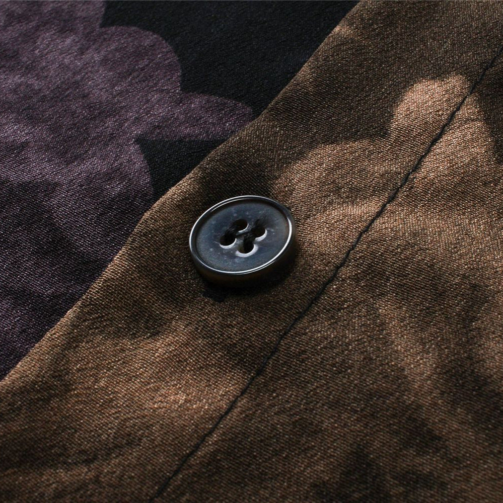 Vintage Leaves Printed Casual Loose Short Sleeves Shirt