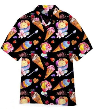 Acetate Fiber Men's Short-sleeved Shirt Stretch Printed Shirt