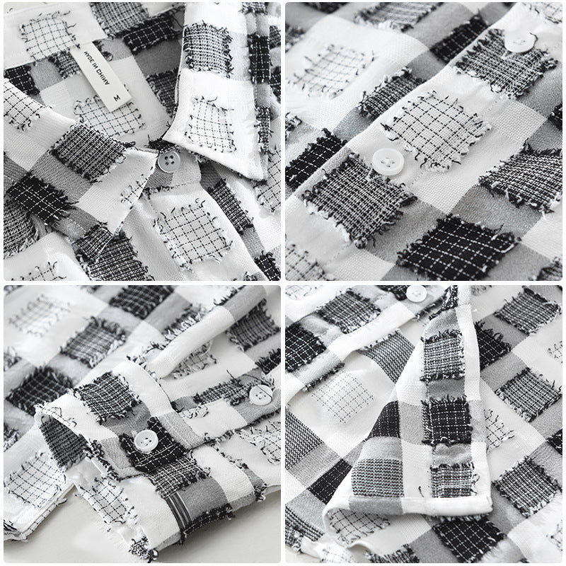 Japanese Trendy Plaid Long Sleeve Shirt For Men