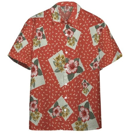 Acetate Fiber Men's Short-sleeved Shirt Stretch Printed Shirt