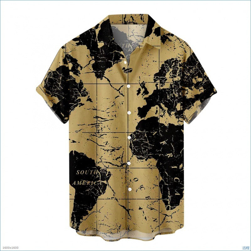 Summer Plus Size Men's Casual Fashion 3D Digital Printing Short Sleeve Shirt