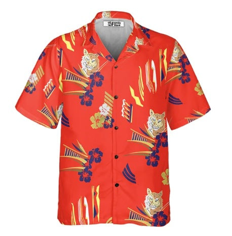 Acetate Fiber Men's Short-sleeved Shirt Stretch Printed Shirt