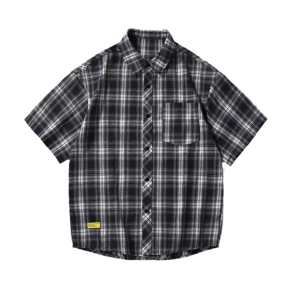 Men's Short-sleeved Plaid Shirt Retro Plus Size Casual Shirt