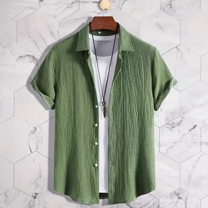 Holiday Leisure Wrinkle Men's Short Sleeve Shirt