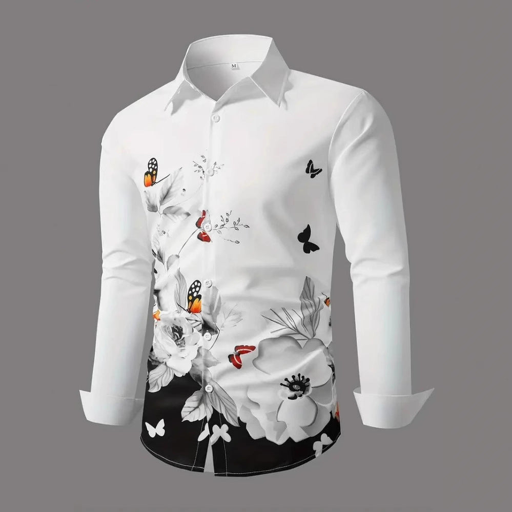 European And American Spring And Autumn Leisure Personalized Trendy Men Long Sleeve 3D Printed Shirt