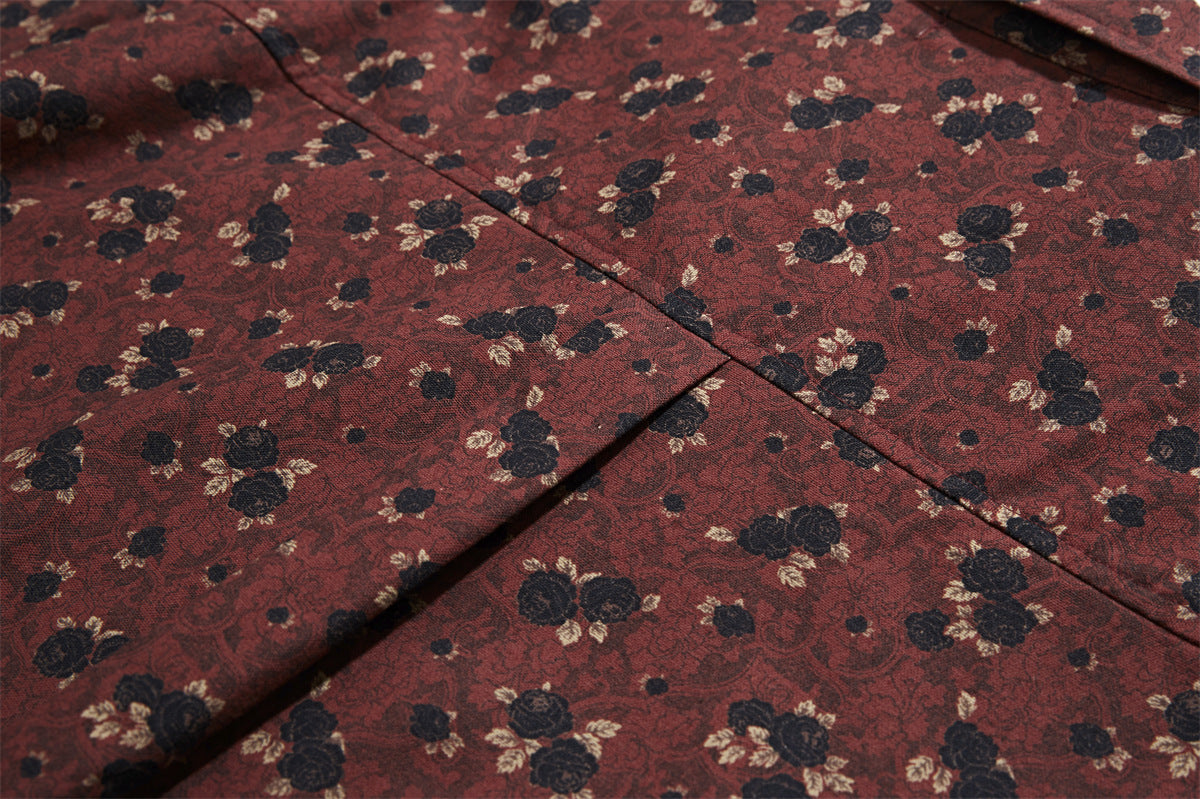 Summer New Retro Printed Shirt Men's Short Sleeve