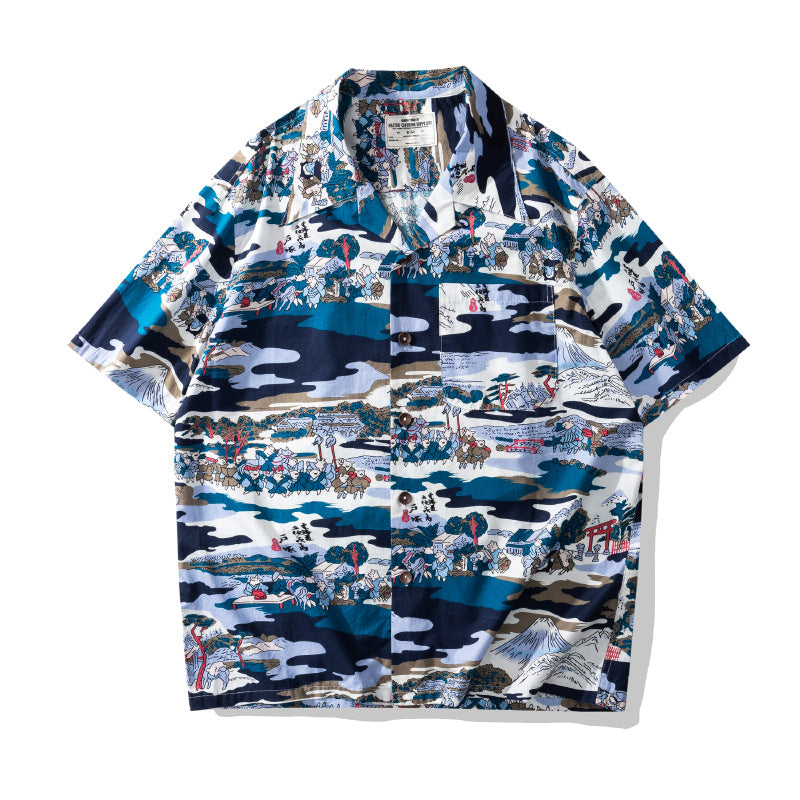 Hawaiian Shirt Cuban Collar Flower