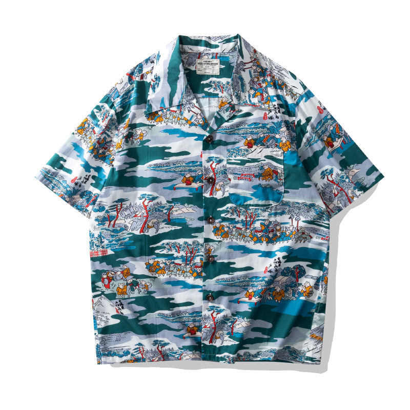 Hawaiian Shirt Cuban Collar Flower