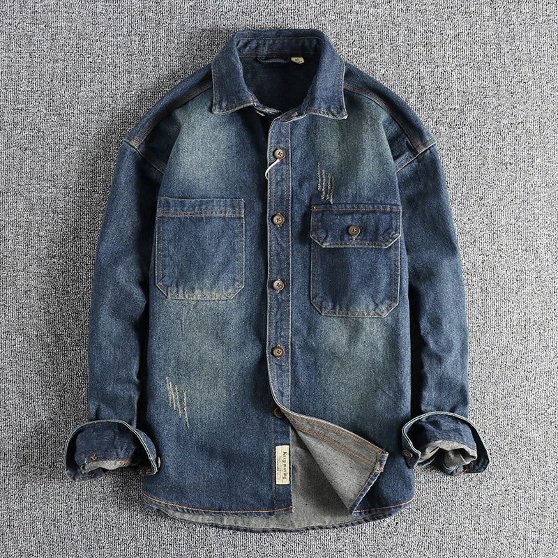 Washed Vintage Denim Shirt For Men