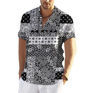 Men's Linen Fashion Plaid Sleeve Shirt Top