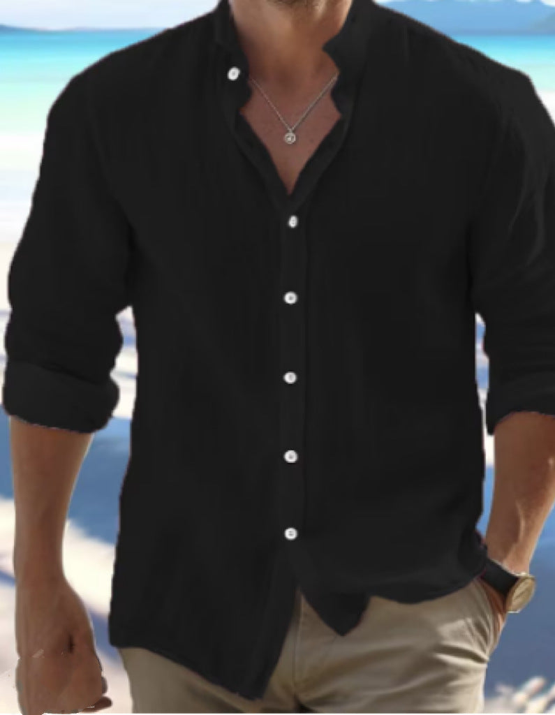 Men's Linen Button Summer Beach Shirt