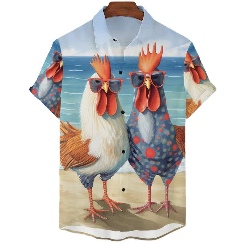 Summer Plus Size Men's Casual Fashion 3D Digital Printing Short Sleeve Shirt