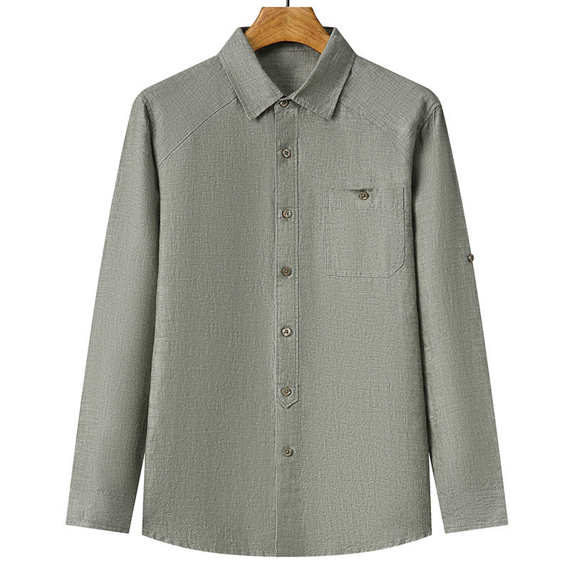 Pure Linen Cardigan Coat Spring And Summer Men's New Long Sleeve