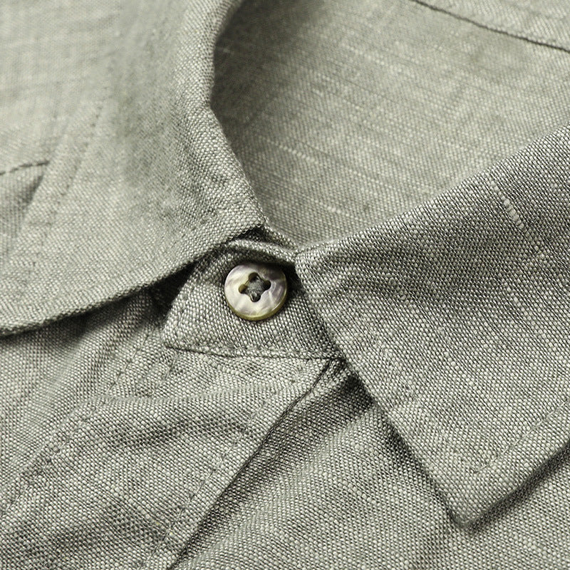 Pure Linen Cardigan Coat Spring And Summer Men's New Long Sleeve