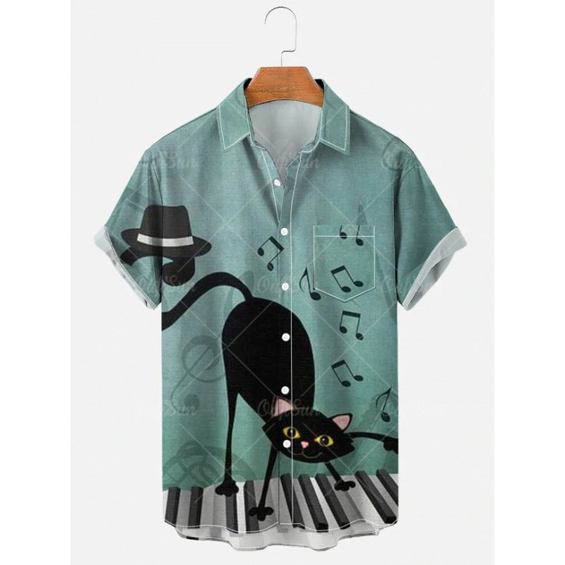 Summer Plus Size Men's Casual Fashion 3D Digital Printing Short Sleeve Shirt