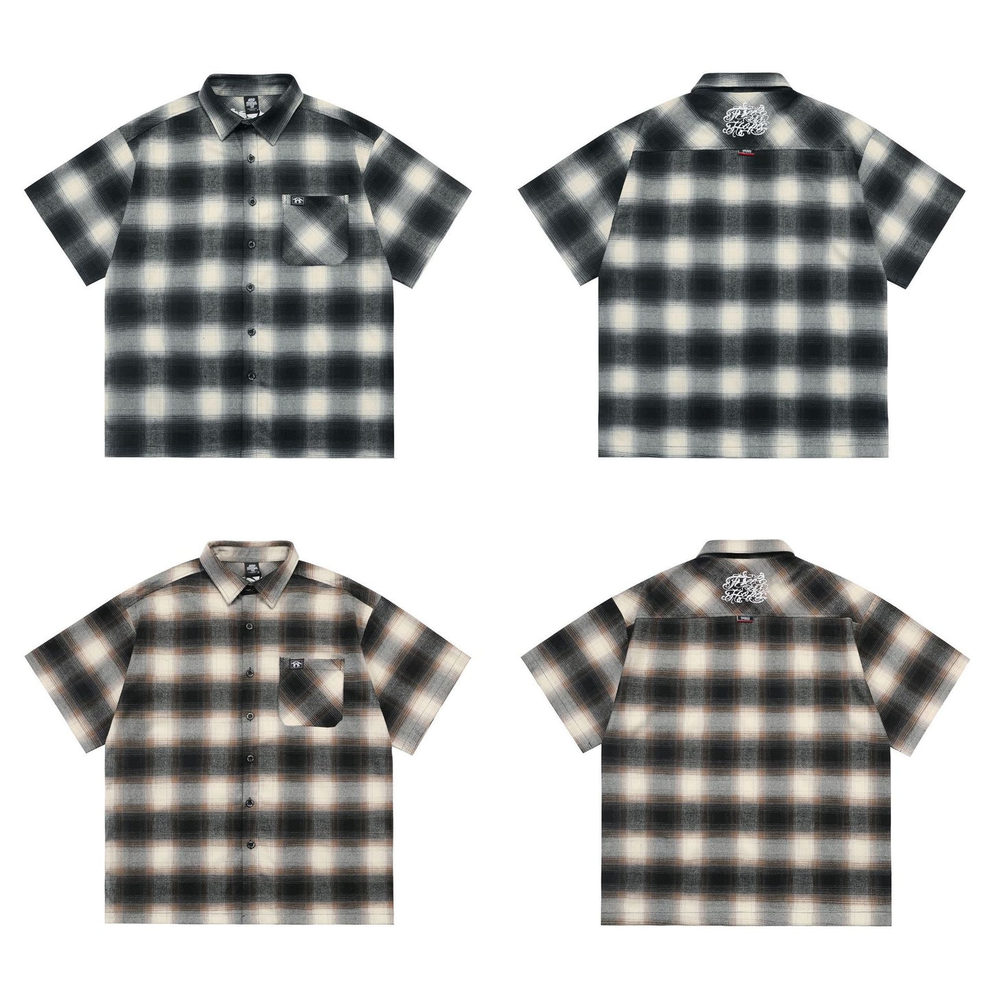 Large Plaid Classic Pocket Half Sleeve Cardigan Short Sleeve Shirt