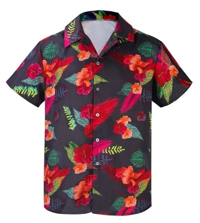 Acetate Fiber Men's Short-sleeved Shirt Stretch Printed Shirt