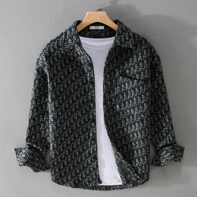 Men's Brushed Thickened Long-sleeved Casual Loose Shirt Jacket