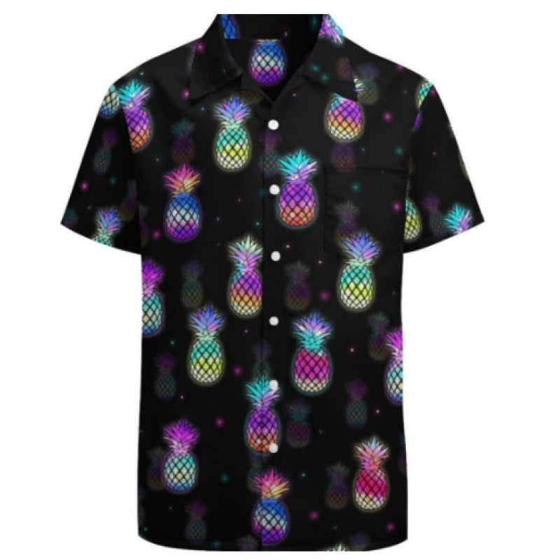 Summer Plus Size Men's Casual Fashion 3D Digital Printing Short Sleeve Shirt
