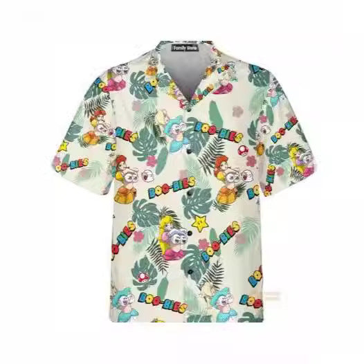 Acetate Fiber Men's Short-sleeved Shirt Stretch Printed Shirt