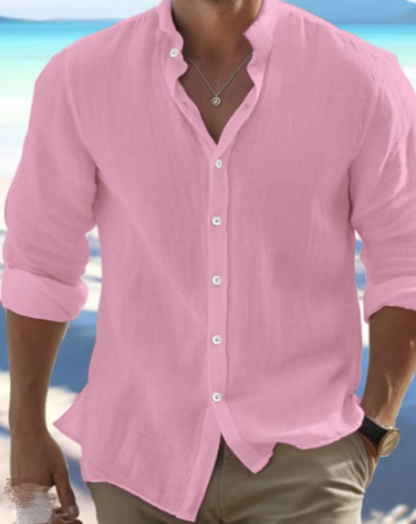 Men's Linen Button Summer Beach Shirt