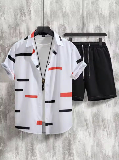 Printed Short-sleeved Shirt Beach Pants Suit