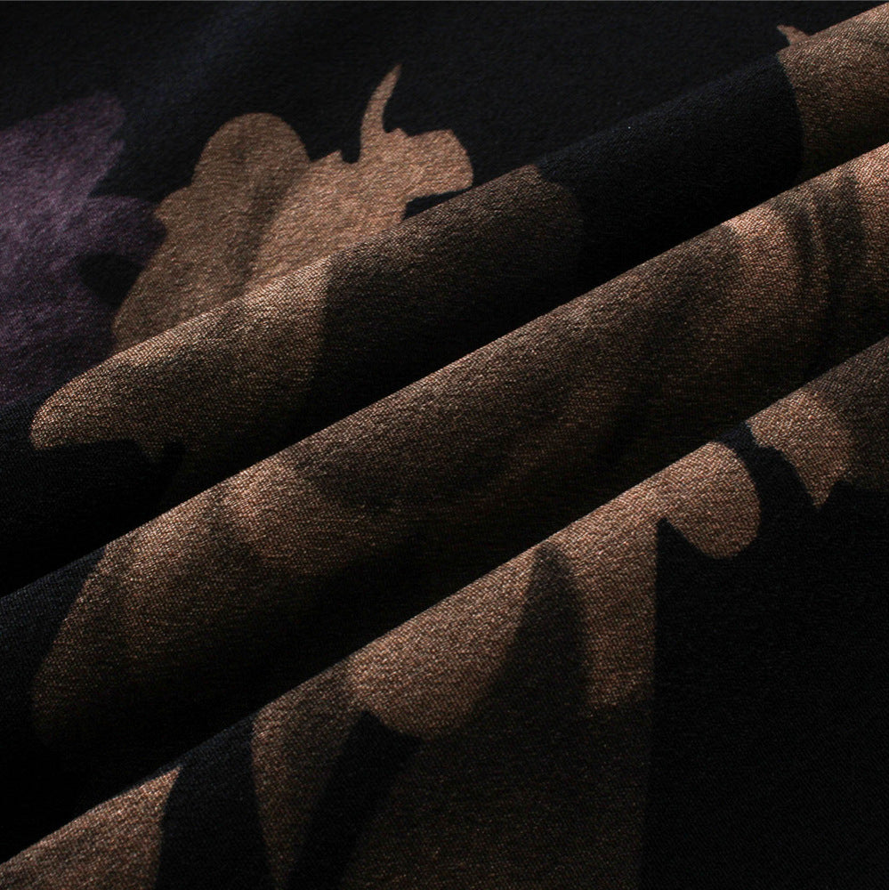 Vintage Leaves Printed Casual Loose Short Sleeves Shirt