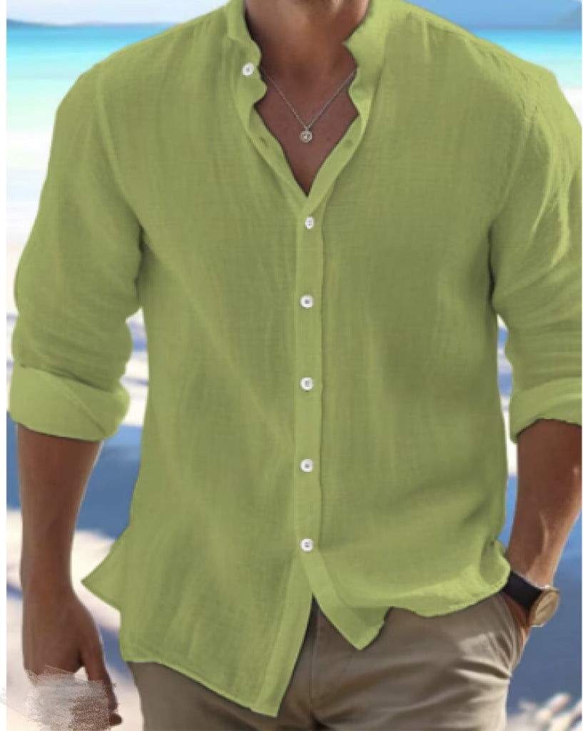 Men's Linen Button Summer Beach Shirt
