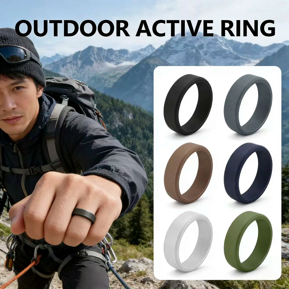 1pc 8mm New Sports Rings Hypoallergenic Mens Wedding Silicone Finger Ring Gift For Men 7-14 Size Outdoor Running Jewelry