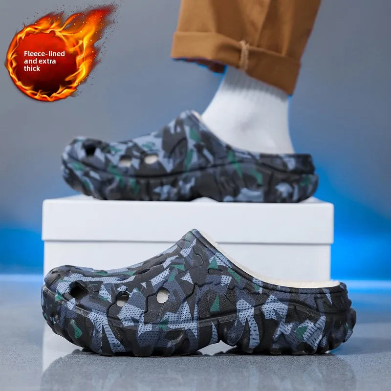 New Men Winter Slippers Indoor Comfortable Warm Slippers Summer Removable Sandals Men Casual Non Slip Plush Fur Slippers for Men