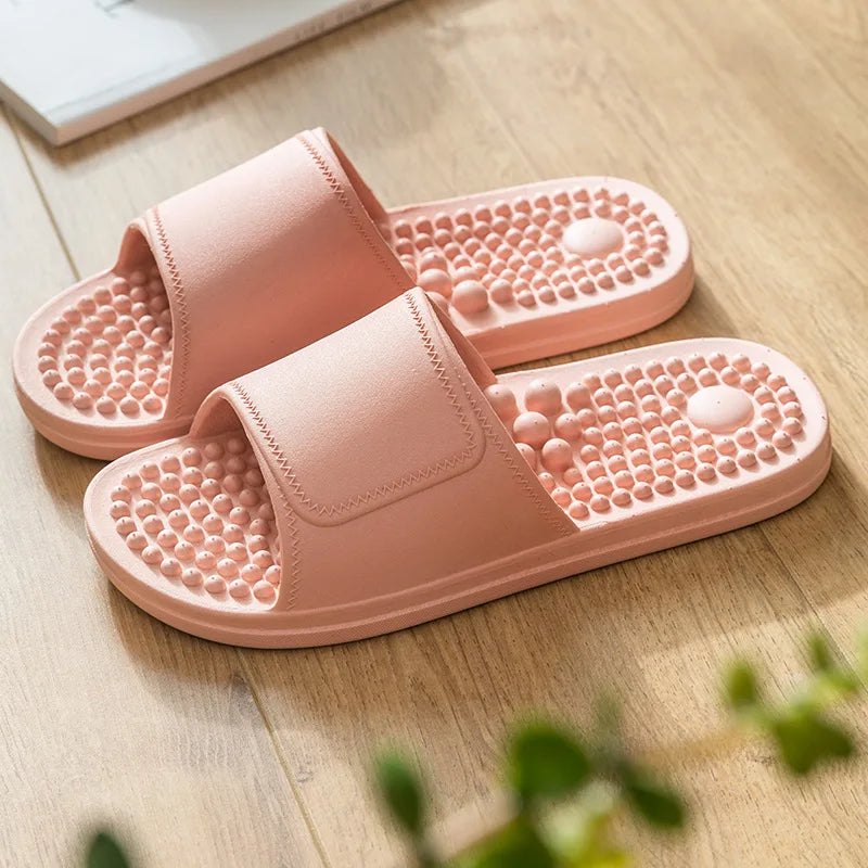 Women Men Foot Massage Slippers Indoor Bathroom Non-slip Soft Slides Comfort Flats Couples Home Relief Feet Health Care Shoes