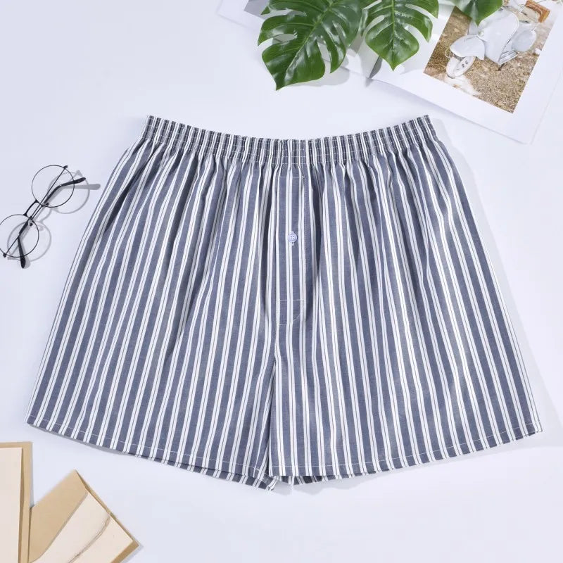 Mens Underwear Boxers Shorts Casual Cotton Sleep Underpants Homewear Men Arrow Panties Striped Plaid Loose Comfortable Underwear