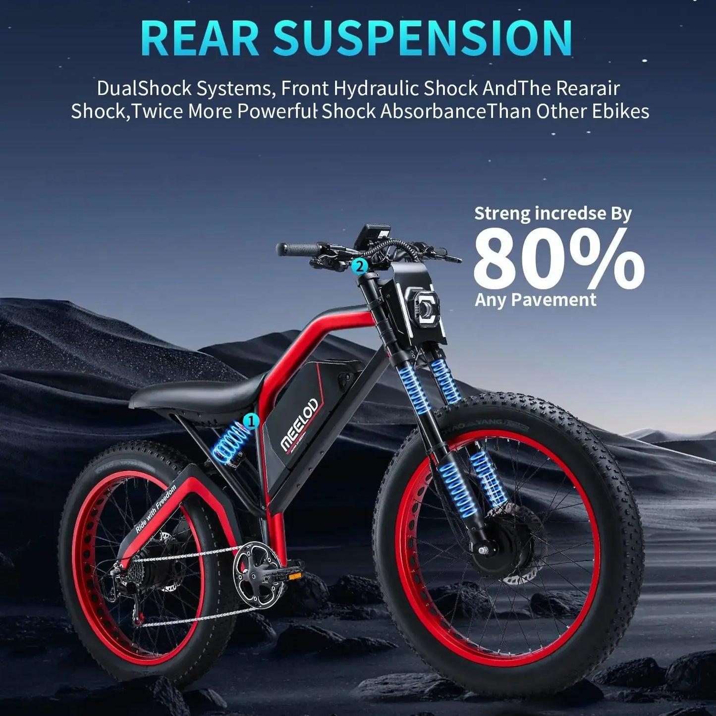 MEELOD XT600DL  Adult E-bike 26-inch Fat Tire E-Mountain bike 1000W*2 motor  52V25Ah battery commute Electric Bike