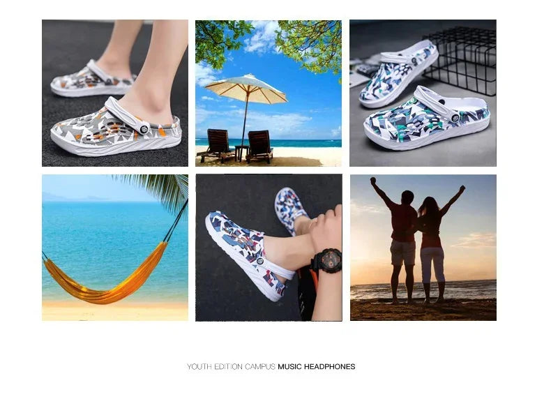 2024 New Fashion Sandals Men Clog Sandals Comfortable Breathable Zapatillas Hombre Beach Sandals Men Clogs Slippers Soft Bottom
