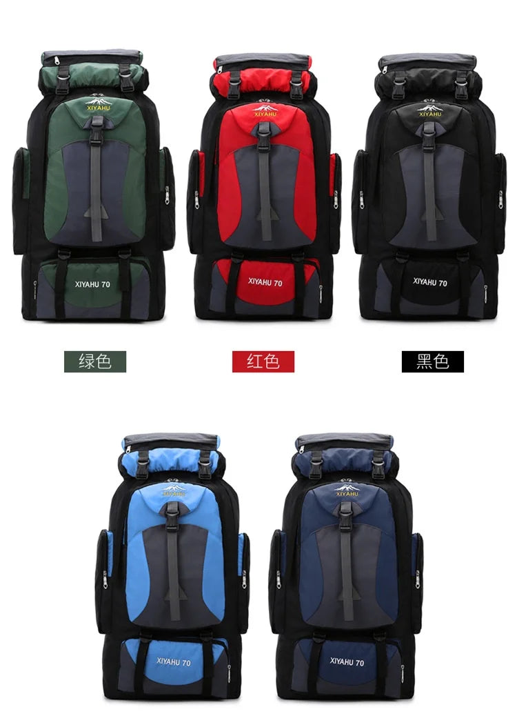 70L Outdoor Hiking Mountaineering Bag Large Capacity Waterproof Sports Travel Backpack Men Women Camping Climbing Bags Rucksack