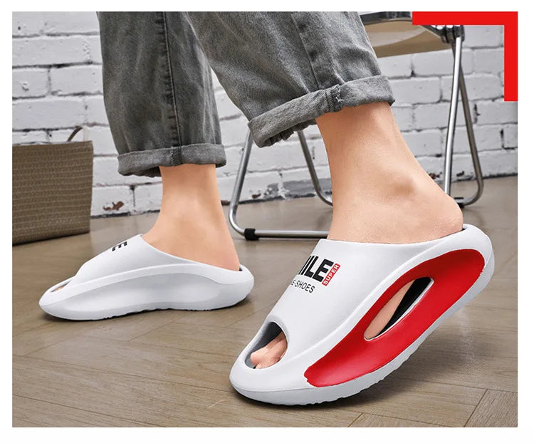Men Slippers 2024 New Slides with a Sense High Aesthetic Value External Wear Anti Slip Thick Bottom, Beach Cool Slippers for Men