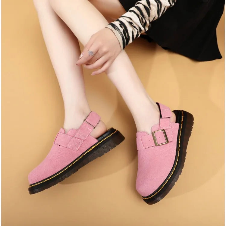 Men's Fashion Large Leather Casual Slippers Men's Four Seasons Half Slippers Non Slip Beach Shoes Classic Clogs Shoes