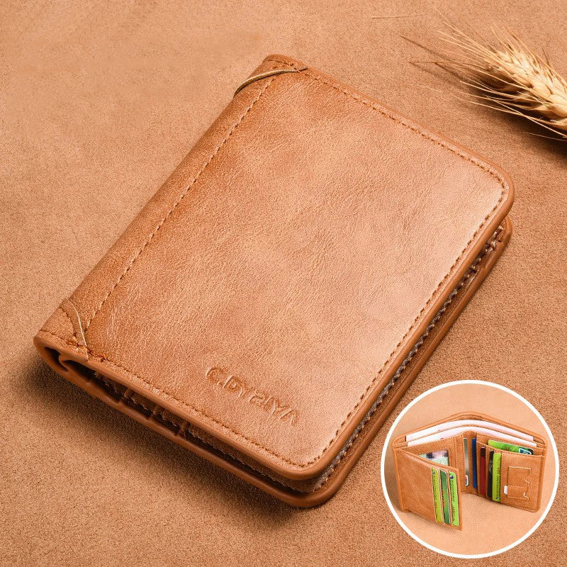 Men's wallet, wallet, integrated card bag, multifunctional vertical three fold leather wallet